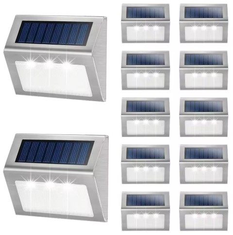 Outdoor Waterproof Stainless Steel 3Led Solar Step Fence Stairway Wall Light for Garden,street,pathway,courtyard